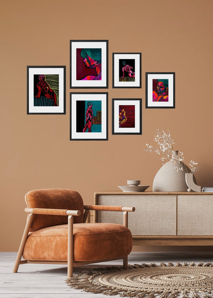 Red Base Wall Set - Pastels, Paints, and Portraits