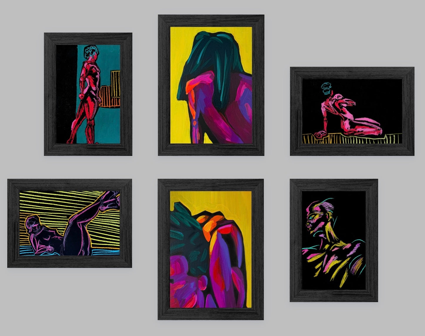 Yellow Base Wall Set - Pastels, Paints, and Portraits