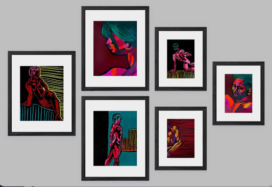 Red Base Wall Set - Pastels, Paints, and Portraits